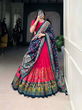 Pink Color Printed Foil Work Tussar Silk Lehenga Choli